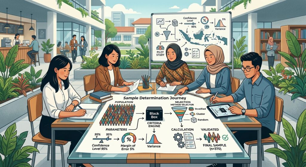 Mahasiswa menentukan jumlah sampel untuk penelitian skripsi