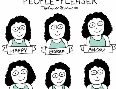 Ilustrasi orang people pleaser yang sulit berkata tidak.