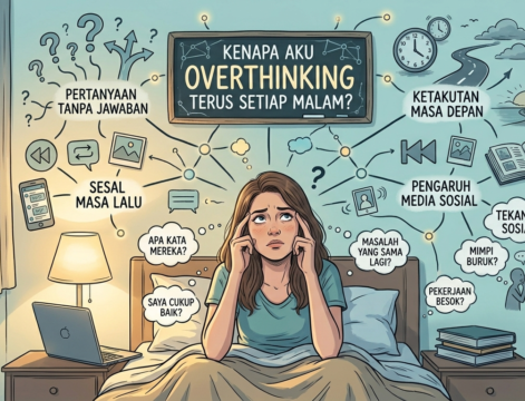 kenapa aku overthinking terus setiap malam ilustrasi orang yang terlalu banyak pikiran di malam hari