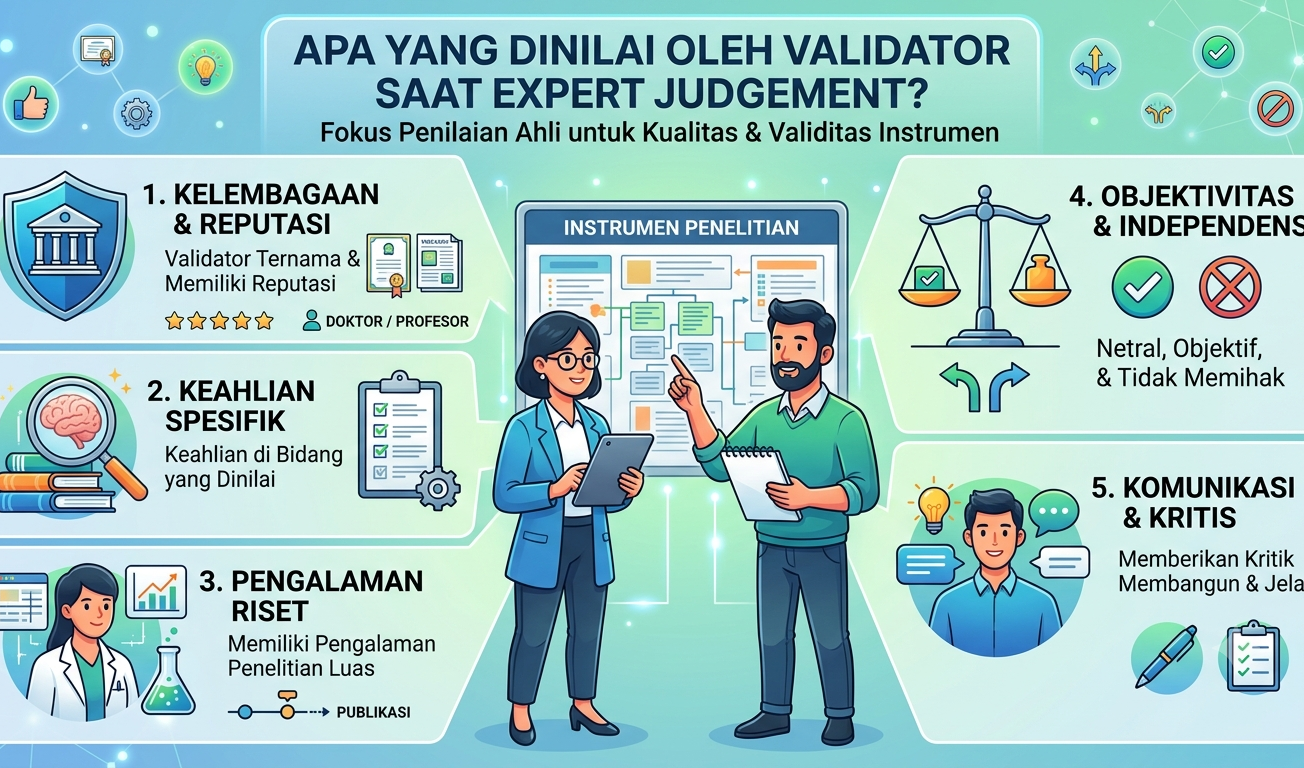Validator menilai instrumen penelitian saat proses expert judgement