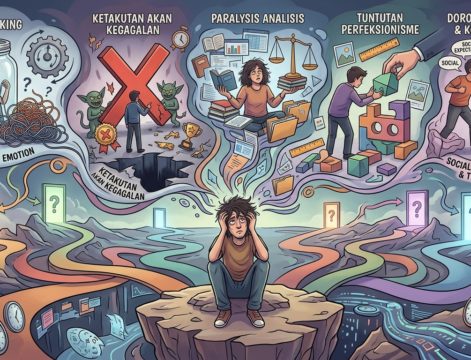 Ilustrasi seseorang yang sedang bingung dan sulit menentukan pilihan dalam kehidupannya.