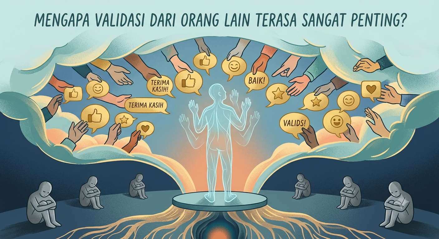 Ilustrasi seseorang mencari validasi dari orang lain