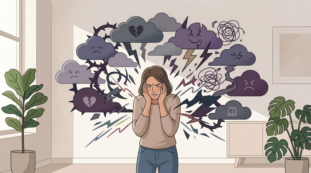 Seseorang mengalami kesulitan mengendalikan emosi dan menunjukkan respons emosional yang tidak sehat